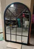 Decoración de Pared con Espejo Falso de Hierro Forjado Estilo Europeo Vintage para Entrada, Decoración Colgante de Pared Redonda Falsa Ventana para Sala de Estar