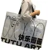 Bolsa de regalo tejida transparente ecológica, bolsa de mano recubierta de PP con impresión de logotipo, bolsa de embalaje de regalo promocional publicitario llamativo