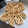 Gorro con estampado de tigre y orejas de oso de peluche para mujer, gorro de pescador cálido para otoño e invierno, bufanda de dibujos animados