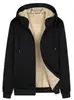Sudadera de Terciopelo de Cordero Color Sólido Chaqueta Versátil Cardigan de Terciopelo con Cremallera para Hombre Top Holgado Sudadera Casual de Otoño e Invierno