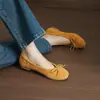Weiwei Girl 203-18 Zapatos Planos Rojos con Lazo para Mujer, Zapatos de Ballet de Boca Baja, Zapatos Planos de Suela Suave Estilo Francés