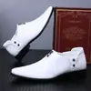 Zapatos de Cuero para Hombre con Punta Aguda, Más Vendidos en Amazon Transfronterizos, Estilo Británico, Casual de Negocios, Slip-on Versátiles - 25412