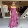 Verano 2024 Nuevo Europeo Americano y Americano Amazon Transfronterizo Vestido de Noche Satinado de Hombro Color Sólido para Mujer de Alta Gama
