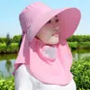 Chapéu Xale de Proteção Solar para Mulheres, Verão, Aba Larga, Máscara Facial, Proteção para o Pescoço, Chapéu de Sol Respirável Anti-UV Integrado