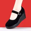 Zapatos de Baile de Verano 2026, Versátiles Casuales de Tacón Cuña Suela Gruesa Zapatos de Tela Old Beijing, Cómodos Suaves de Suela Individual para Mujeres Madres