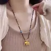Colar de Pérolas Maillard Elefante Dourado Pedra Olho de Tigre para Mulheres Retro Novo Chinoiserie Exquisito de Alta Qualidade Corrente para Clavícula