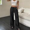 Wish Transfronterizo Amazon Comercio Exterior Estilo Europeo y Americano Pantalones Casuales Otoño Nuevo Color Sólido Rectos Pantalones Largos Ropa de Mujer