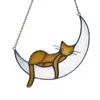 Amazon transfronterizo adorno de ventana de gato durmiendo luna nueva color acrílico creativo adornos de regalo ventas directas de fábrica