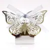 Caixa de doces de chocolate oca a laser para casamento em material espelhado reflexivo de fábrica em estoque, caixa de papel personalizada com borboleta