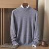 Suéter de cachemira para hombre, cuello alto medio, color liso, suelto, jersey de punto, jersey de lana para otoño e invierno.