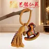 Adorno de Caballo Mecedora de Madera de Haya Artesanal Regalo Creativo del Año del Caballo Linda Decoración de Escritorio de Madera Maciza Figura de Caballo Mecedora
