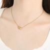 Moda Japonesa y Coreana Popular Cadena para Clavícula con Recorte en Forma de Corazón Dulce Chapado en Oro de 18 Quilates Doble Corazón Entrelazado Collar de Acero Inoxidable