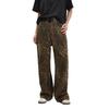 Jeans Retro Americano Estampa de Leopardo Slim Perna Reta Solto Casual Calças de Perna Larga