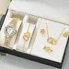 Duoduo Transfronteiriço Shein Conjunto Popular de Luxo Relógio Pulseira com Diamantes para Mulheres Caixa de Presente de Cinco Peças Relógio de Quartzo