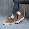 Zapatos de caña alta para mujer, Tenis planos retro de piel genuina, Nuevo estilo de otoño, Botines cálidos forrados de felpa, Zapatos para mujer de talla grande 40-43