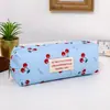 Bolsa de Almacenamiento con Cremallera de Aspecto Elegante y Gran Capacidad, Bolsa con Cremallera de Cuadros de Cereza Roja, Estuche de Lona Lindo, Bolsa para Papelería