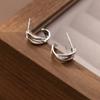 Aurchi Aretes de Línea Geométrica Curva de Plata Esterlina S925 Diseño Personalizado Estilo Ins Aretes Nicho M04091