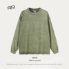 Camiseta Crewneck Lavada e Envelhecida Outono/Inverno 2024 Masculina Estilo Americano Retrô Tendência Marca Pura Algodão Manga Longa Solta para Adolescentes