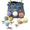 Pequeno Chaveiro de Carro com Bola de Pelo de Flor Fresca Colorido Bola de Doce Pérola Pingente de Bolsa Acessórios Pingente de Bolsa para Conjunto de Fone de Ouvido