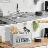 Caja de Almacenamiento de Madera Maciza para Utensilios de Cocina del Hogar, Caja de Almacenamiento Dividida, Estante de Almacenamiento para Artículos Varios de Escritorio, Caja de Almacenamiento Cuadrada