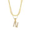 Europa y Estados Unidos venta caliente transfronteriza collar de doble cadena con letra de circonita moda retro acero inoxidable chapado en oro de 18K joyería mujer