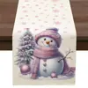 Venta Caliente Transfronteriza Mantel con Estampado de Muñeco de Nieve y Reno Navideño Mantel Individual de Lino para Mesa de Comedor del Hogar de Invierno Decoración Festiva