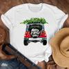 Nuevo Mayoreo Feliz Navidad Árbol de Navidad Papá Noel Simple Media Manga Casual Dibujos Animados Blanco Camiseta Manga Corta Mujer