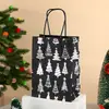 Bolsa de Presente de Natal de Luxo Leve, Bolsa de Papel Kraft Preta de Alta Qualidade e Versátil, Bolsa de Mão Criativa com Estampagem a Quente e Impressão Prateada