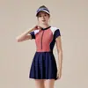 Traje de baño de una pieza talla extra para estudiantes, adelgazante y que oculta el abdomen, traje de baño conservador estilo falda para mujeres ligeramente regordetas