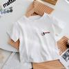 Camiseta de Manga Corta de Algodón Puro para Niñas Transfronteriza Ropa de Verano para Niños Bebé Dibujos Animados Estampado Manga Media Top de Verano para Niños