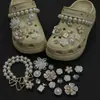 Compatible con accesorios para zapatos perforados, dijes de zapatos elegantes, accesorios de alta gama para bricolaje de perlas y metal, diamantes decorativos desmontables
