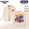 Jaqueta de Baseball HotWheels Racing Estampada para Meninos Cor Nova Listras Coloridas Roupa de Exterior Estilosa para o Campus para Meninos
