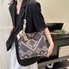 Bolso de gran capacidad con estampado étnico, estilo vintage, tejido, bordado, de seda, para el hombro, informal, para compras, grande y portátil.