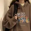 Sudadera fina con capucha de longitud media para mujer, nuevo estilo otoño e invierno, diseño casual y elegante, top tipo pullover de corte holgado, estilo europeo y americano