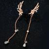 Shen Miner com temperamento prata agulha zircão Angel Wings brincos femininos brincos longos Japão Coréia jóias atacado