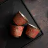 Caneca Pequena de Chá Argila Vermelha Montanha Rocha Velha Esmalte Ocre Caneca de Chá Cerâmica Wabi-Sabi Caneca Pessoal Caneca de Chá Kung Fu Caneca de Chá