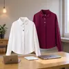 Camisa Profesional Casual con Botones de Satén de Seda Texturizada Primavera y Verano 2025 Estilo Europeo y Americano Manga Larga Solapa Top Holgado para Mujer