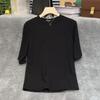 Gola Redonda Manga Curta Primavera e Verão Versátil Casual Manga Curta Ins Emagrecedor Cor Lisa Camisa Base T-shirt Simples