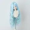 Peluca para Muñeca BJD Color Multicolor Opcional Flequillo Largo Ola de Agua Cabello Largo Rizado de 3/4/6 Puntos Seda de Alta Temperatura Cabello en Blanco