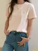 Camiseta Bordada de Algodón Puro Manga Corta Ropa para Mujer 26 Nuevo Estilo de Verano Holgada y Versátil Ins de Moda Transpirable Cuello Redondo Casual Top para Mujer