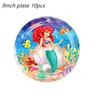 Decoração de Festa de Aniversário da Princesa Ariel Transfronteiriça Suprimentos para Festa de Sereia Bandeja de Papel Guardanapo de Papel Copo de Papel Toalha de Mesa