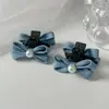 Horquilla para el pelo con lazo bonito y pinza para el pelo con forma de perla de color denim a la moda para niña