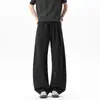 Pantalones de estilo retro americano, cortados en diagonal, de pierna curva para hombre y mujer, con estampado de espiga, silueta de pierna recta, caída fluida, color liso versátil y cintura con cordón