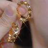 Pendientes de aro vintage de circonita marrón combinables para otoño e invierno, nuevos pendientes de diamantes elegantes y lujosos con diseño de nicho para mujer.
