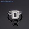 Soporte para anillos vacío anillo plateado vacío soporte cuadrado grueso ángulo recto Biselado corte octogonal diamante