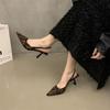 Sandalias francesas elegantes de tacón alto puntiagudo para mujer 2024, sandalias de primavera y verano, zapatos de mujer