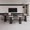 Escritorio de Madera Maciza Negra para Uso Doméstico en la Sala de Estar, Mesa Horizontal Minimalista de Estilo Italiano Detrás del Sofá, Mesa Larga para Dos, Escritorio de Estudio, Escritorio de Oficina