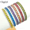 Pulsera de circonita de lujo ligero transfronteriza europea y americana para mujer, popular, versátil y única, pulsera de tenis de fila única colorida de alta gama