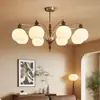 Candelabro de estilo vintage de mediados de siglo, lámpara de cristal de lujo ligero para dormitorio, luz principal minimalista para sala de estar, candelabro para comedor, lámpara francesa de nuevo estilo chino