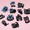 Patche de Tecido Bordado Gatinho Preto Desenho Animado para Jaqueta de Penas Bolsa Patch Autoadesivo Sem Costura Sem Ferro Patch Decorativo DIY